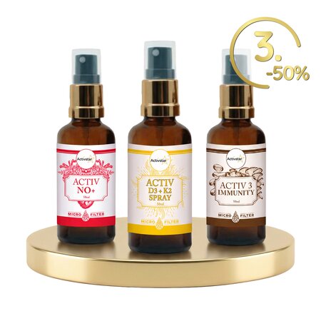 Activ NO+ spray 50 ml, Activ 3 Immunity spray 50 ml, Activ D3 + K2 spray 50 ml
