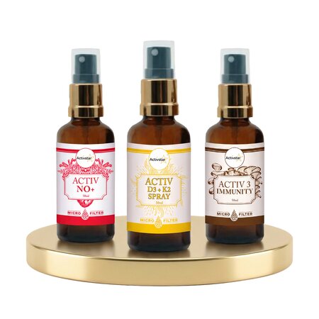 Activ NO+ spray 50 ml, Activ 3 Immunity spray 50 ml, Activ D3 + K2 spray 50 ml